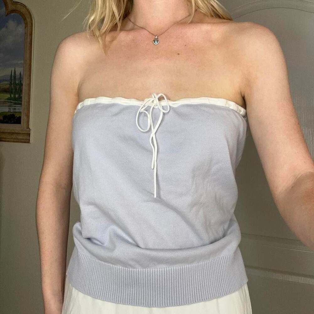 Mossimo Stretch Knit Strapless Tie Detail Tube Top